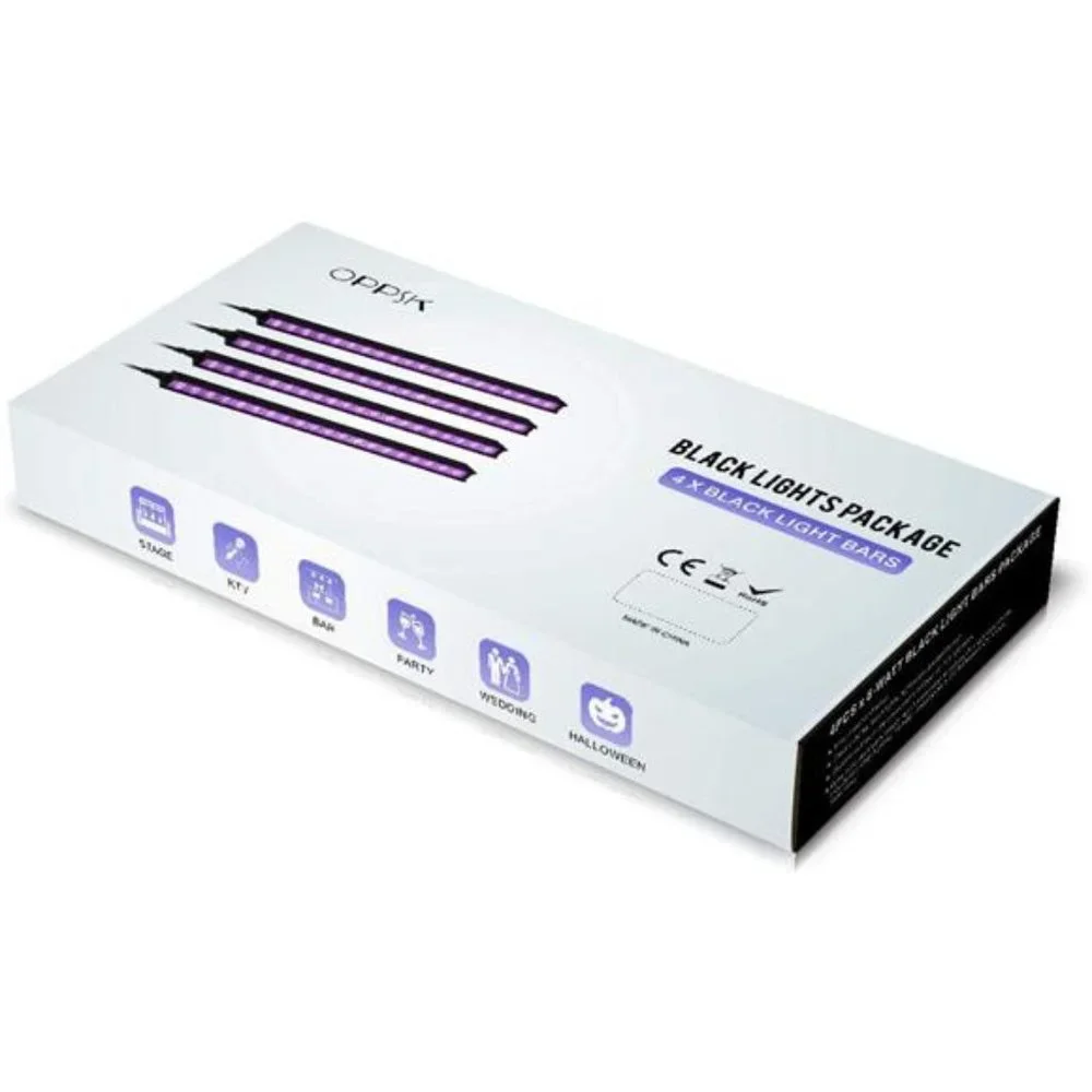 UV Black Lights 4Pack,LED Blacklight Bar for Halloween Glow Party Lighting Stage